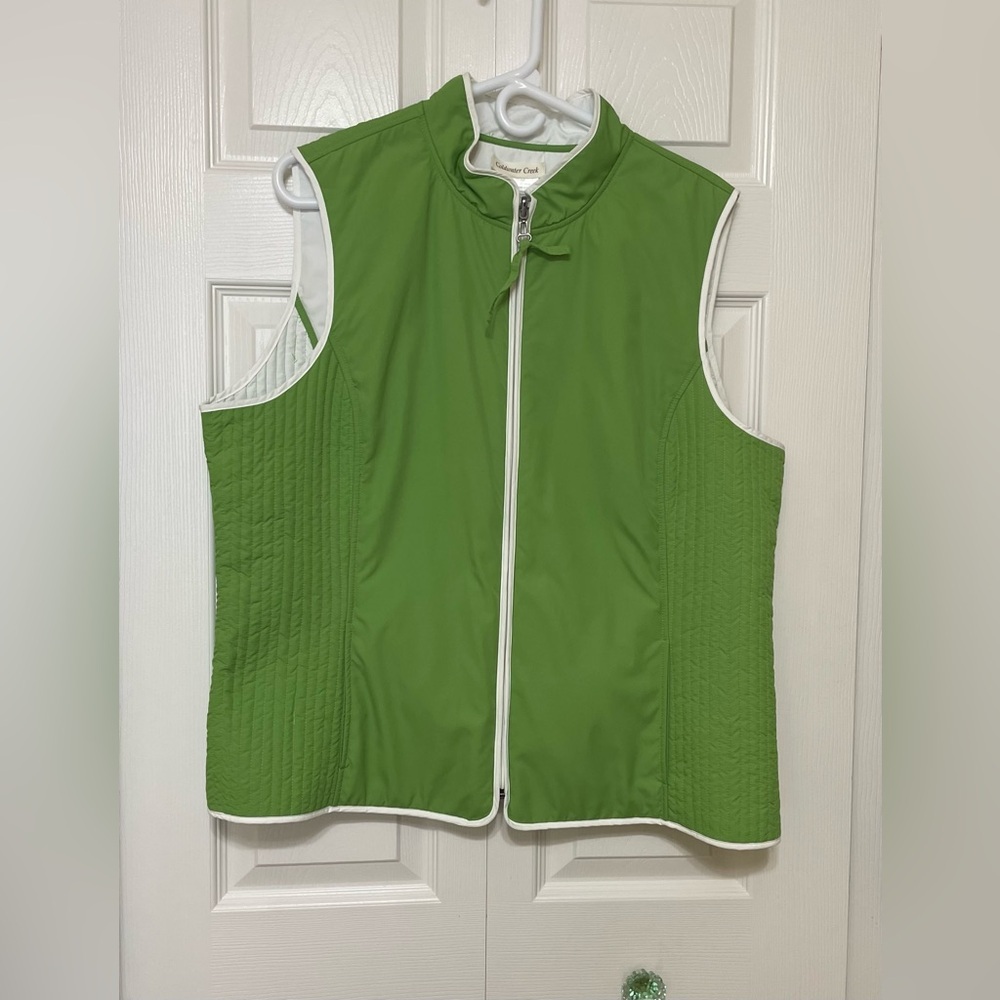 Coldwater Creek Green and White Reversible Sleeveless Vest